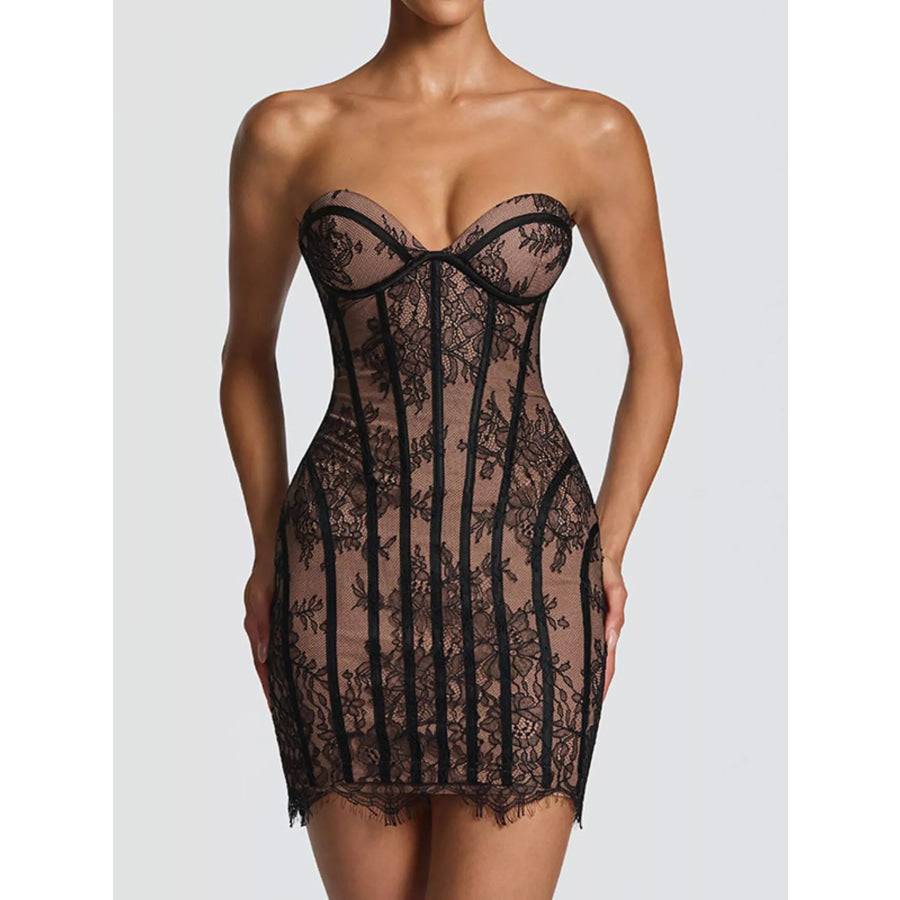 Lace Detail Tube Mini Dress Apparel and Accessories