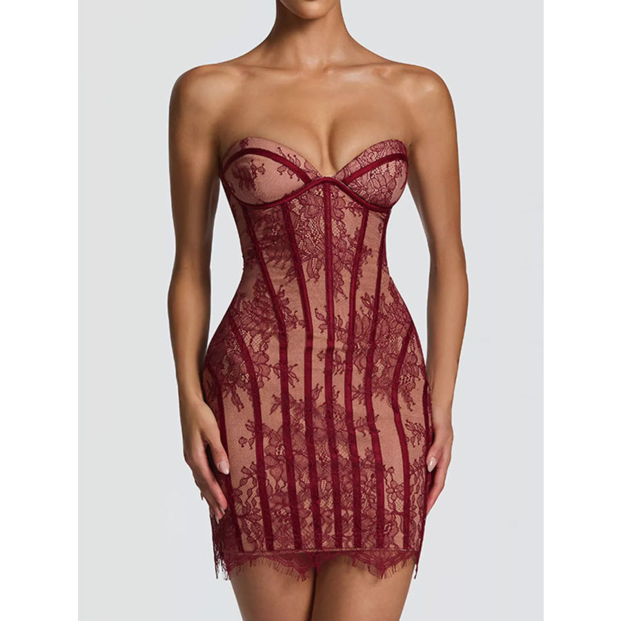 Lace Detail Tube Mini Dress Apparel and Accessories