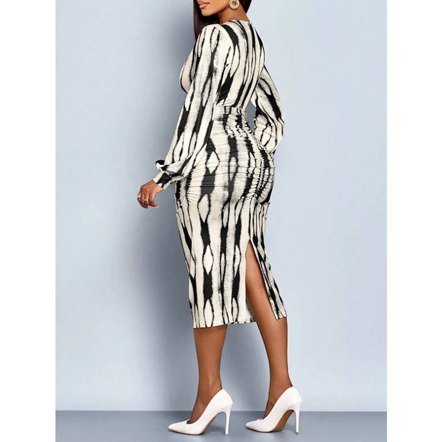 Lace Detail V-Neck Bodycon Midi Dress Apparel and Accessories