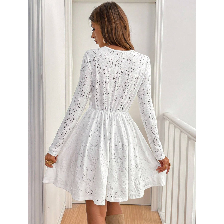 Lace Detail V Neck Long Sleeve Mini Dress Apparel and Accessories