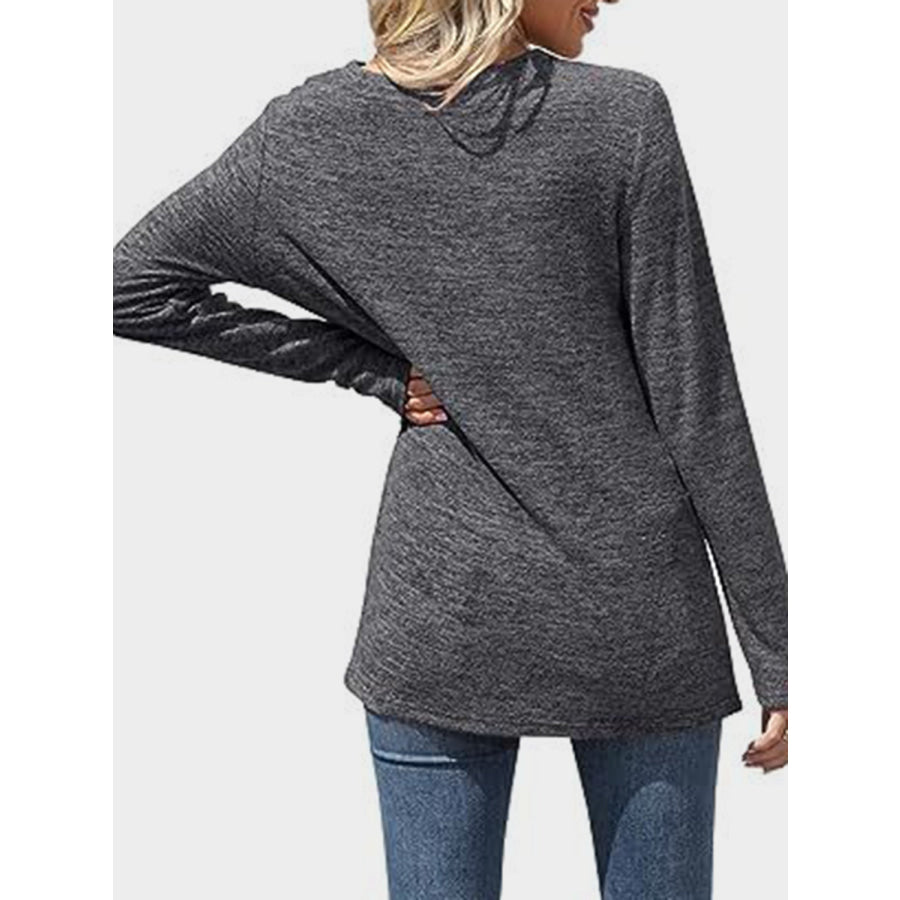Lace Detail V-Neck Long Sleeve T-Shirt Apparel and Accessories