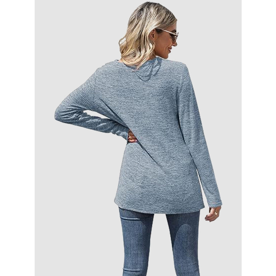 Lace Detail V-Neck Long Sleeve T-Shirt Apparel and Accessories