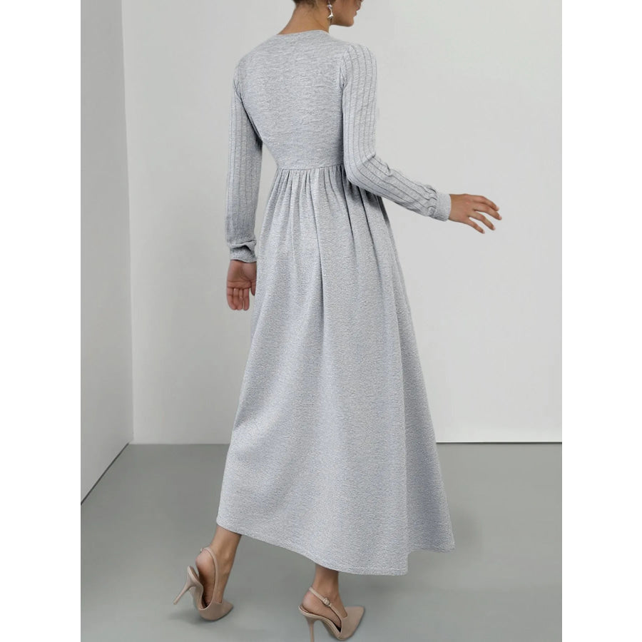 Lace Detail V-Neck Maxi Dress with Side Slit Apparel and Accessories