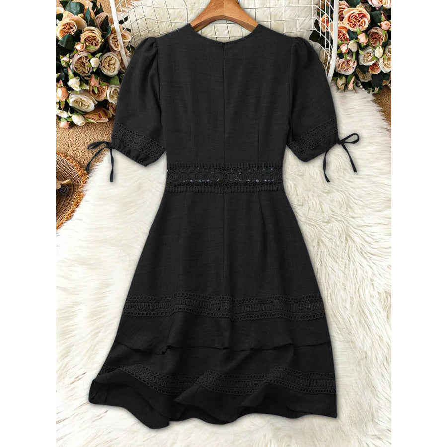 Lace Detail V-Neck Mini Dress Apparel and Accessories
