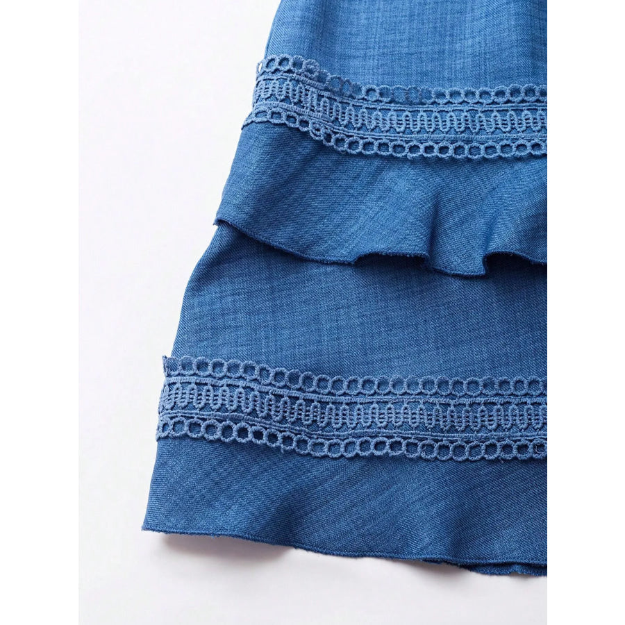 Lace Detail V-Neck Mini Dress Apparel and Accessories