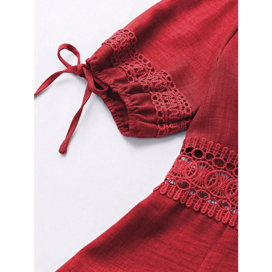 Lace Detail V-Neck Mini Dress Apparel and Accessories