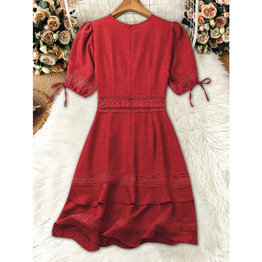 Lace Detail V-Neck Mini Dress Apparel and Accessories