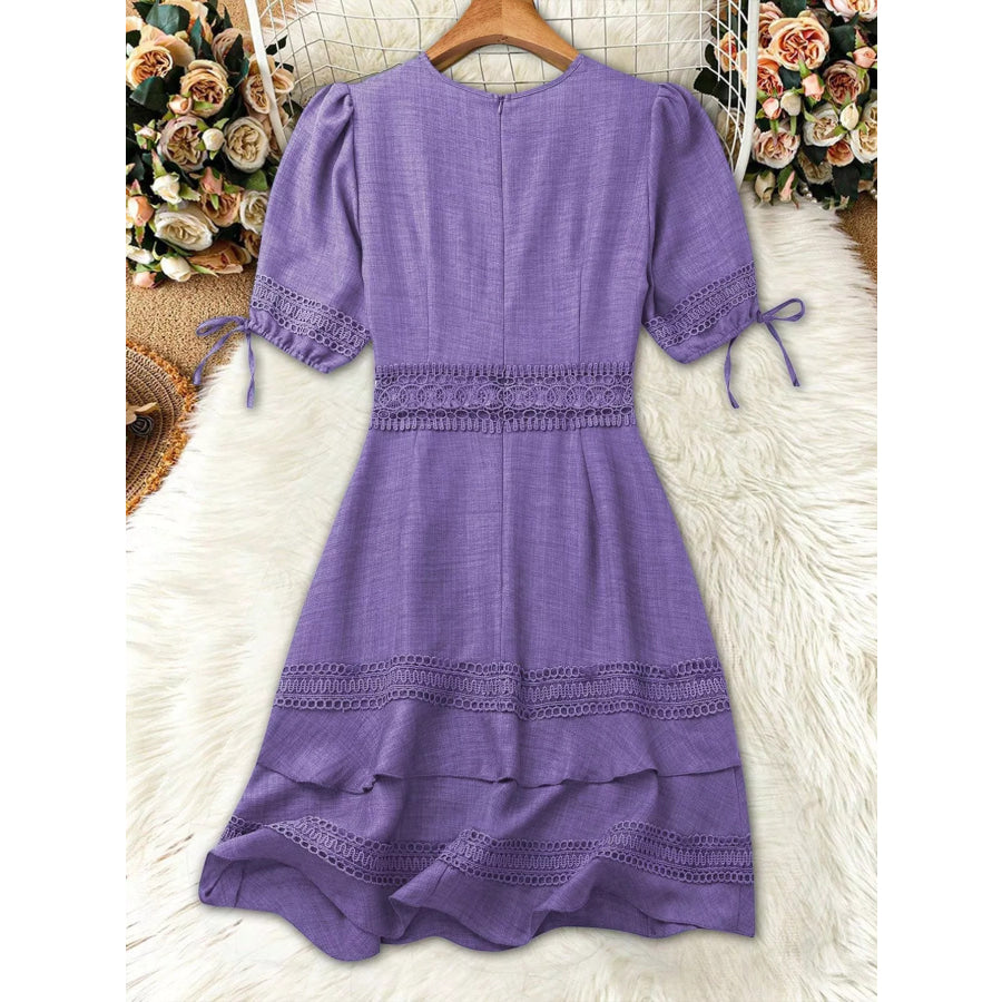Lace Detail V-Neck Mini Dress Apparel and Accessories