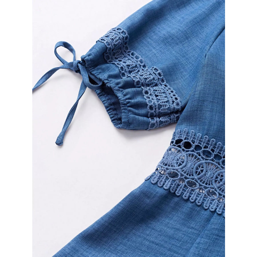 Lace Detail V-Neck Mini Dress Apparel and Accessories