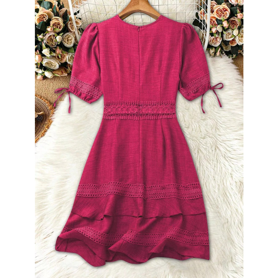 Lace Detail V-Neck Mini Dress Apparel and Accessories
