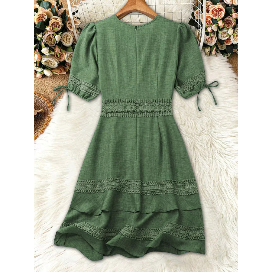 Lace Detail V-Neck Mini Dress Apparel and Accessories
