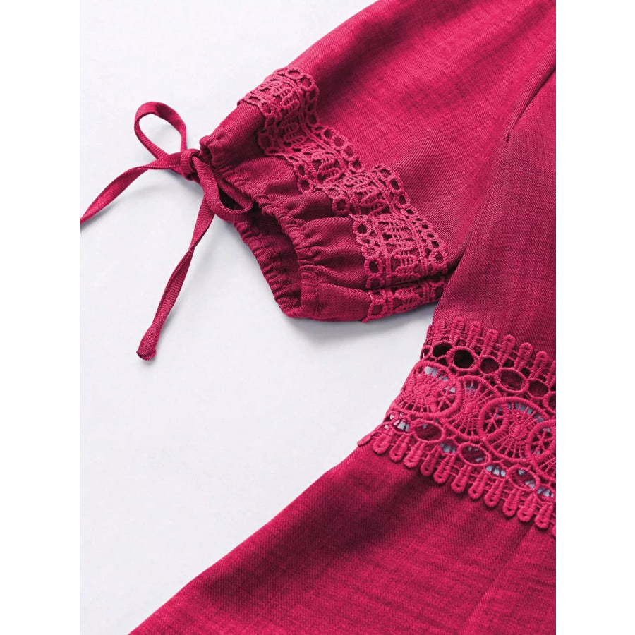 Lace Detail V-Neck Mini Dress Apparel and Accessories