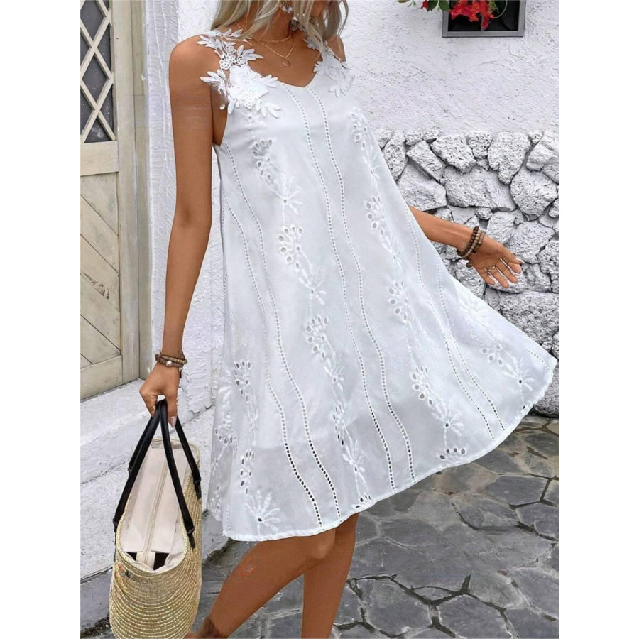 Lace Detail V - Neck Mini Dress Apparel and Accessories