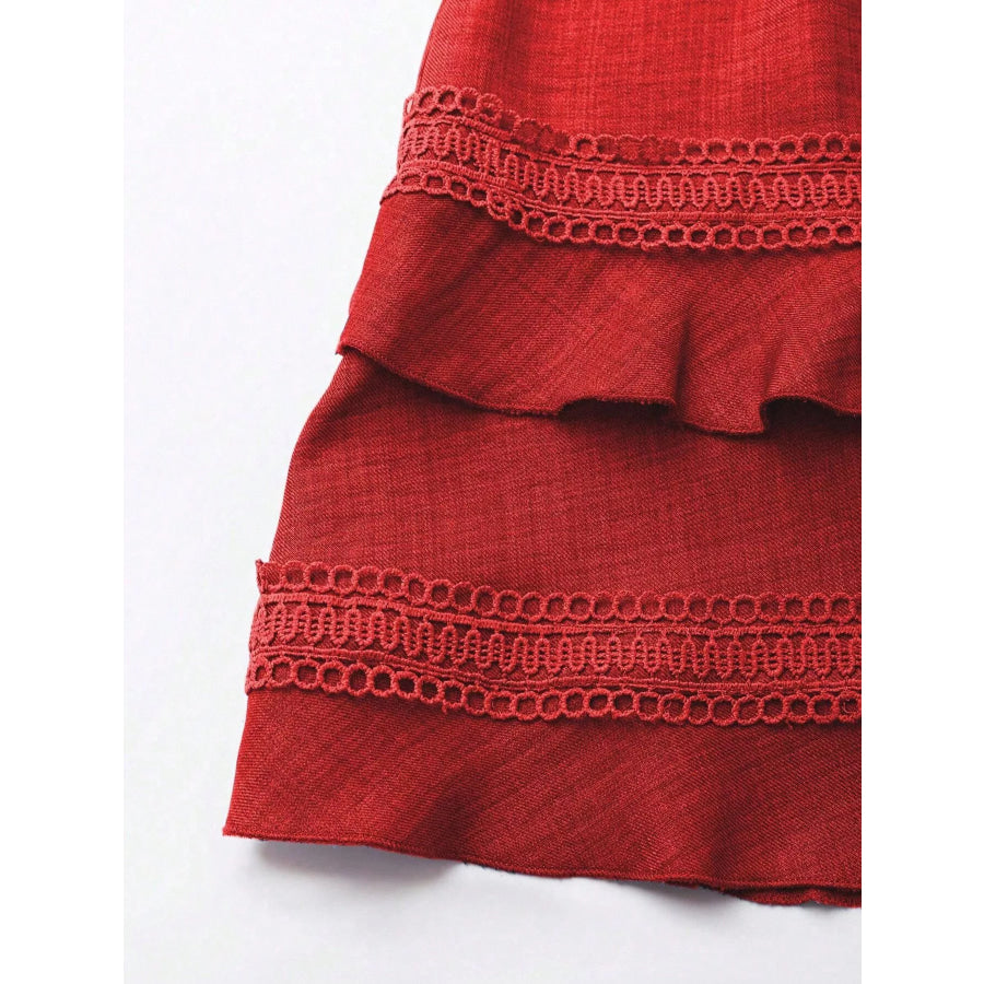 Lace Detail V-Neck Mini Dress Apparel and Accessories