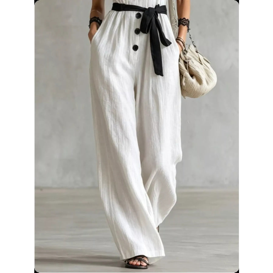 Lace Detail V-Neck Sleeveless Jumpsuit Apparel and Accessories