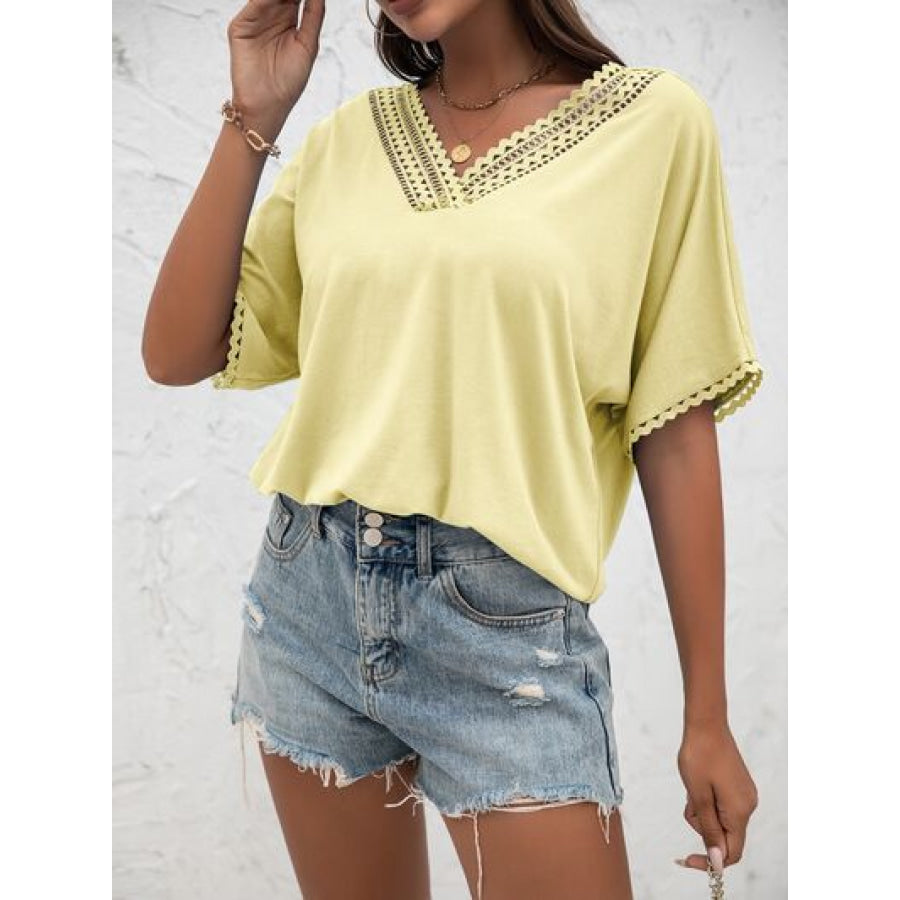 Lace Detail V - Neck T - Shirt Apparel and Accessories