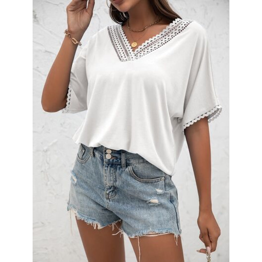 Lace Detail V - Neck T - Shirt Apparel and Accessories