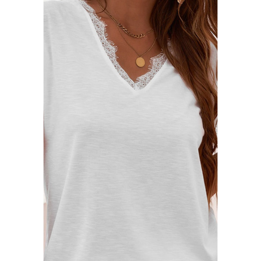 Lace Detail V - Neck T - Shirt Apparel and Accessories