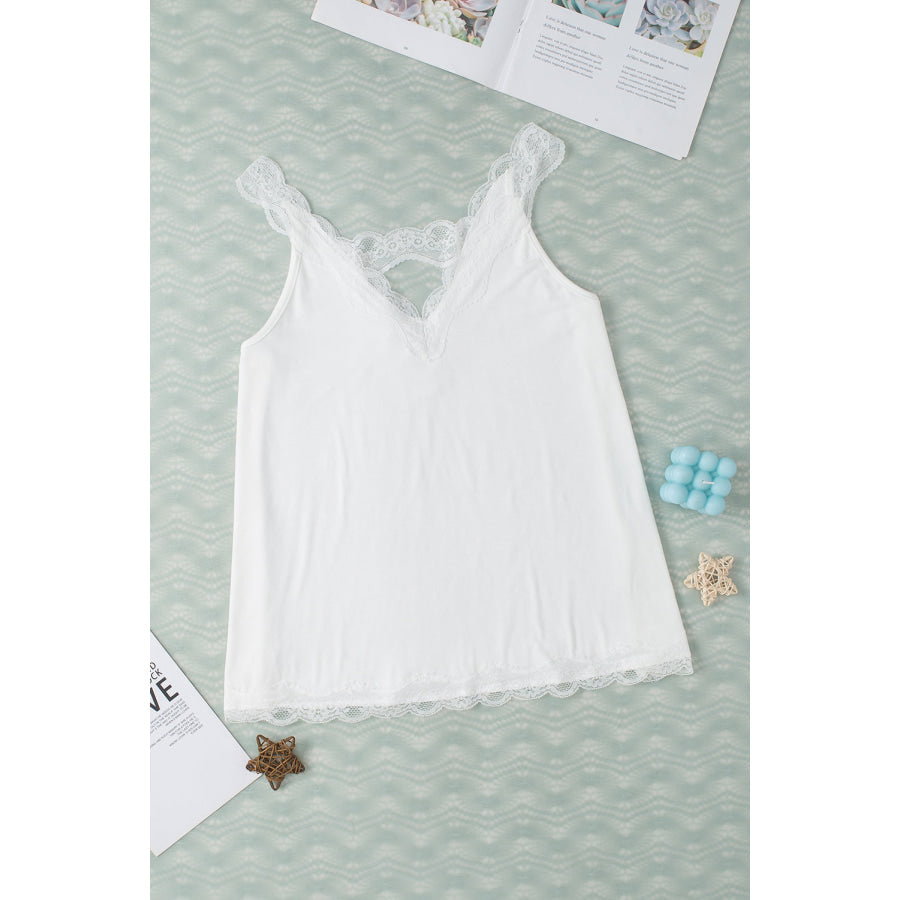 Lace Detail V - Neck Tank Apparel and Accessories