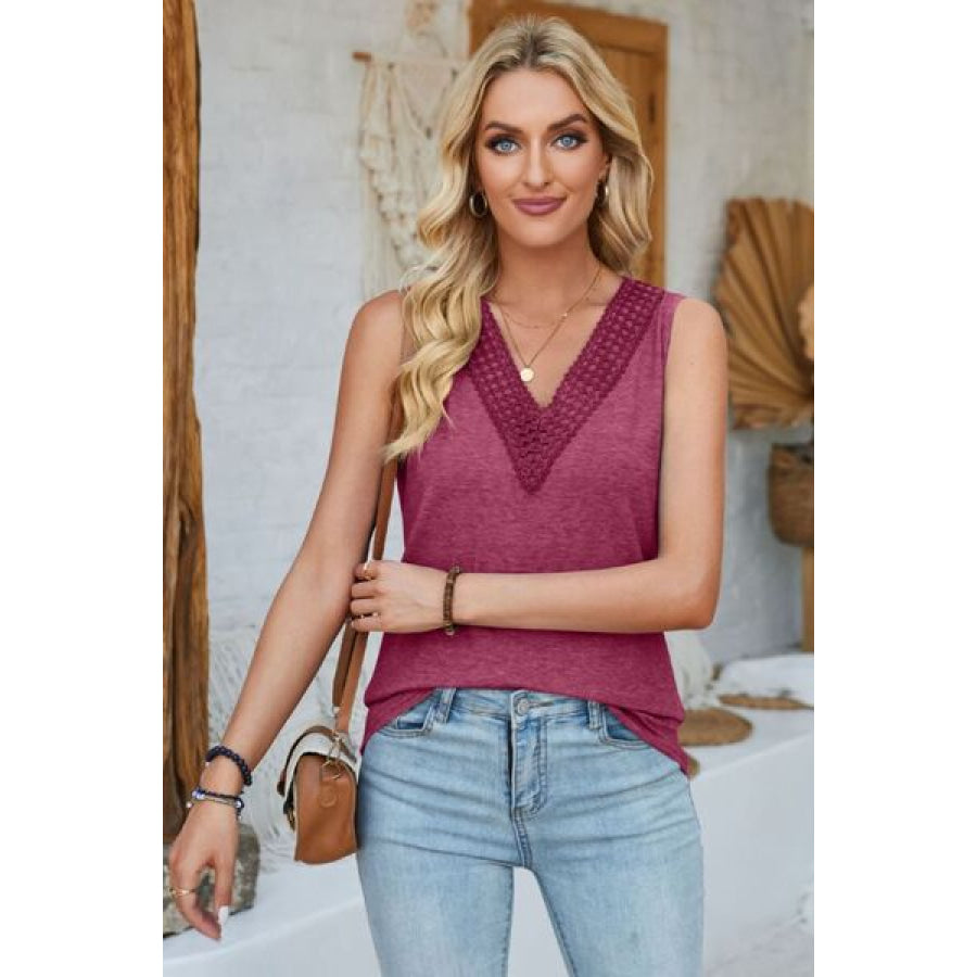 Lace Detail V - Neck Tank Apparel and Accessories