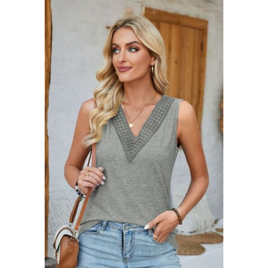 Lace Detail V - Neck Tank Apparel and Accessories