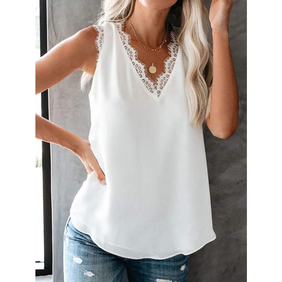 Lace Detail V - Neck Tank Apparel and Accessories