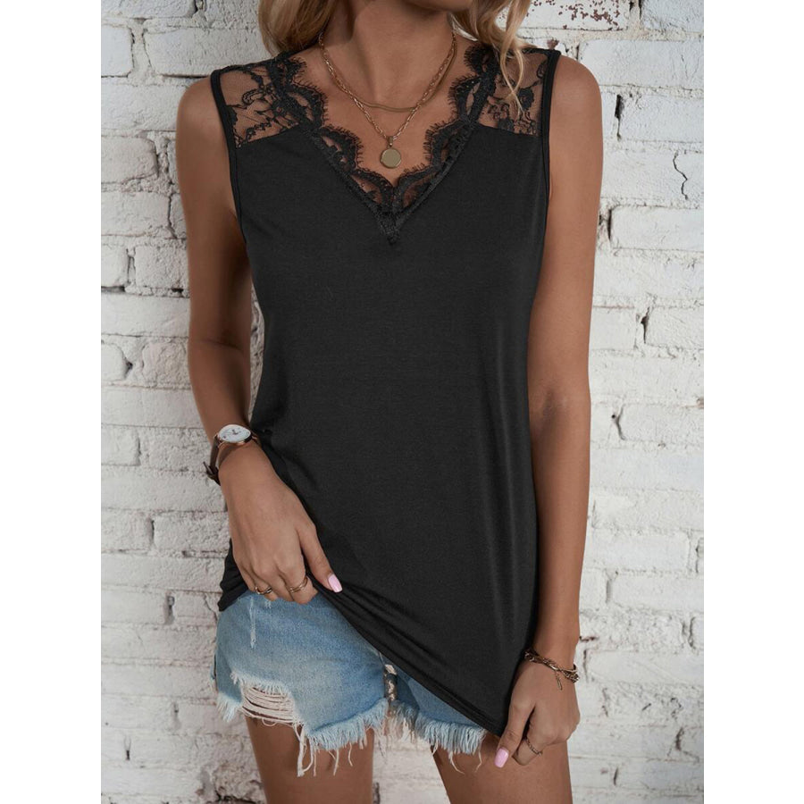 Lace Detail V - Neck Tank Apparel and Accessories