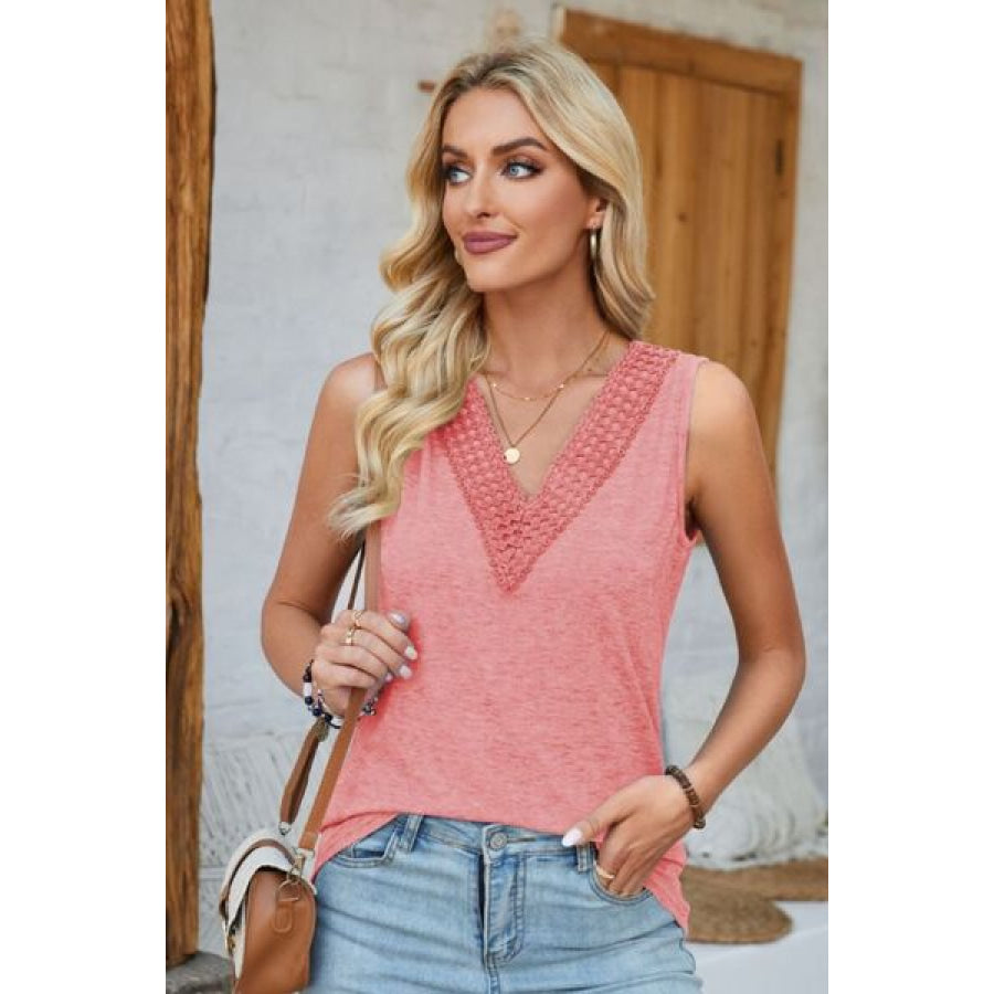 Lace Detail V - Neck Tank Apparel and Accessories