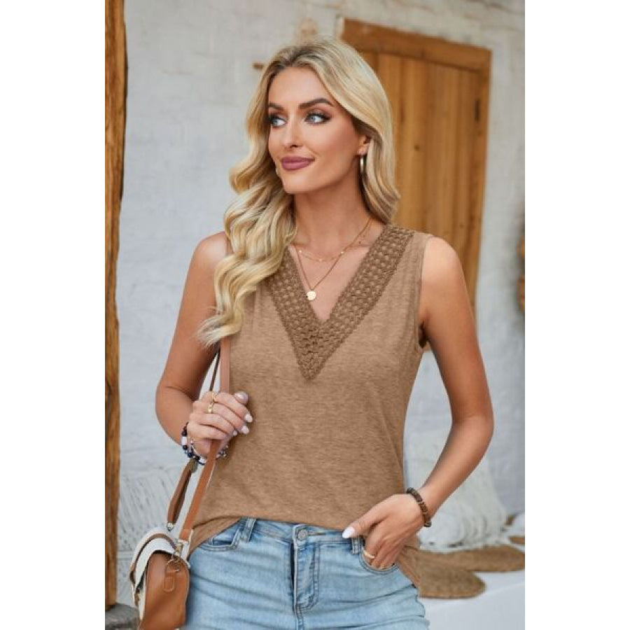 Lace Detail V - Neck Tank Apparel and Accessories