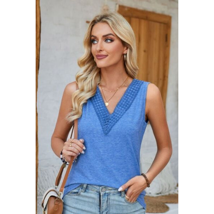 Lace Detail V - Neck Tank Apparel and Accessories