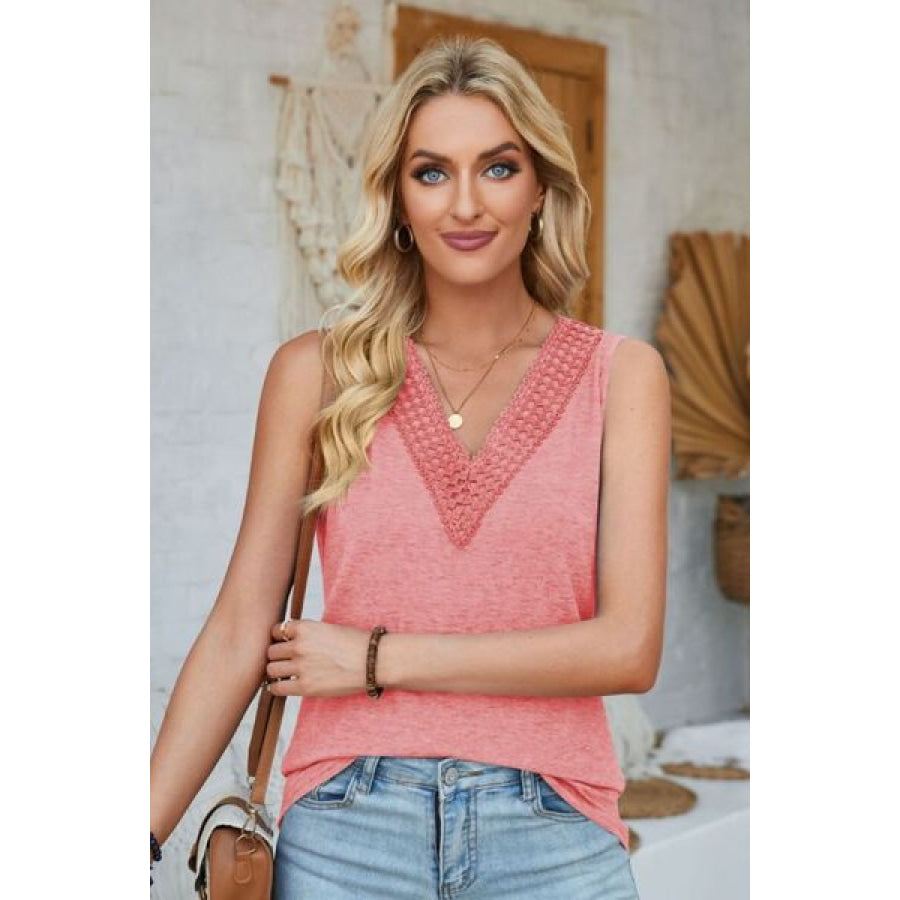 Lace Detail V - Neck Tank Apparel and Accessories