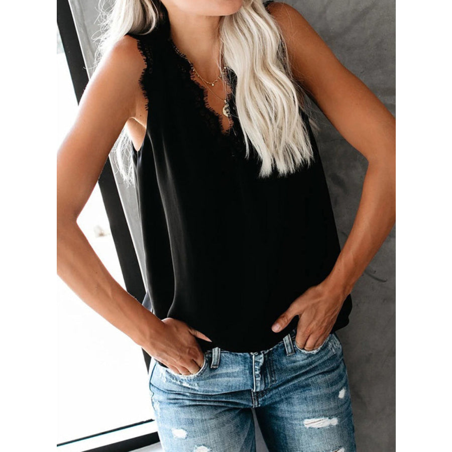 Lace Detail V - Neck Tank Apparel and Accessories