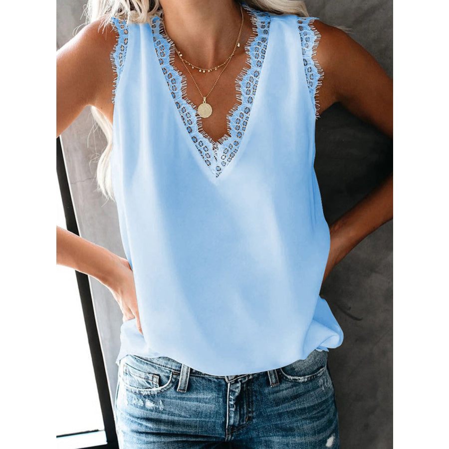 Lace Detail V - Neck Tank Apparel and Accessories