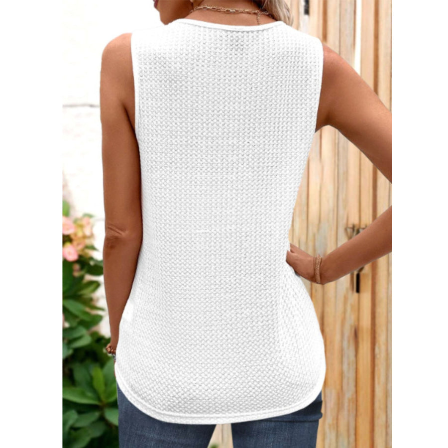 Lace Detail V-Neck Tank White / S Apparel and Accessories