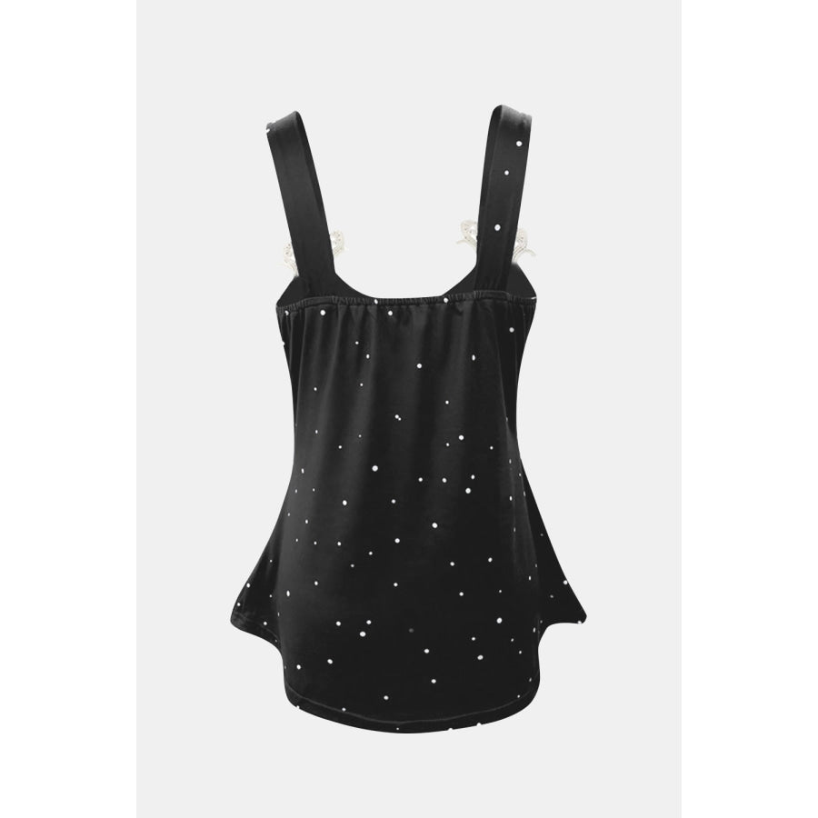 Lace Detail V-Neck Wide Strap Cami Black / S Apparel and Accessories