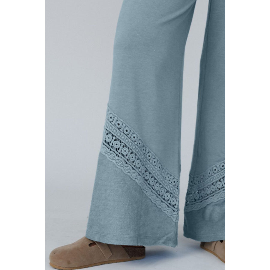 Lace Detail Wide Leg Pants Apparel and Accessories