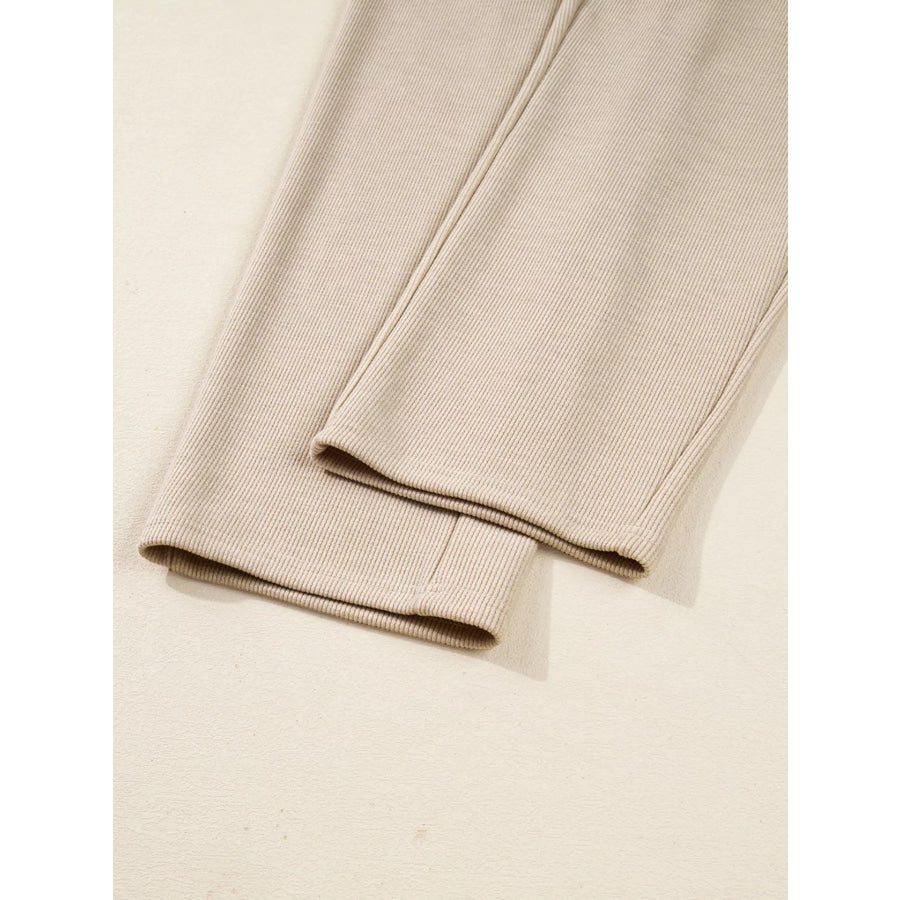 Lace Drawstring Hoodie and High Waist Pants Corduroy Suit Apparel and Accessories