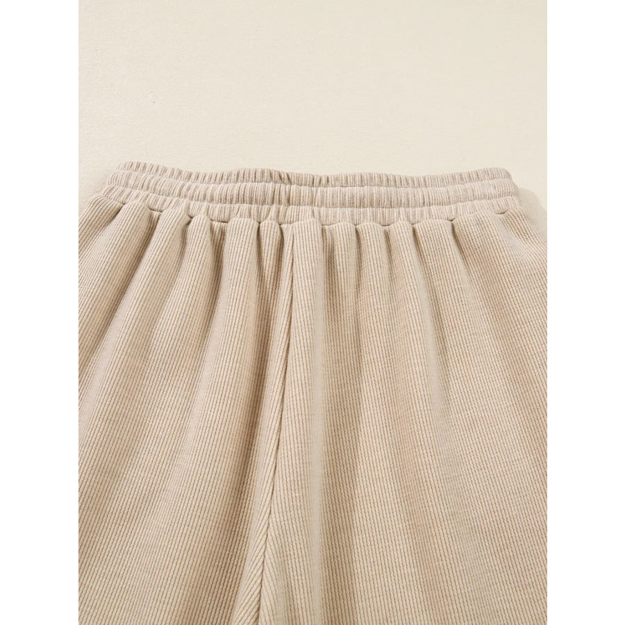 Lace Drawstring Hoodie and High Waist Pants Corduroy Suit Apparel and Accessories