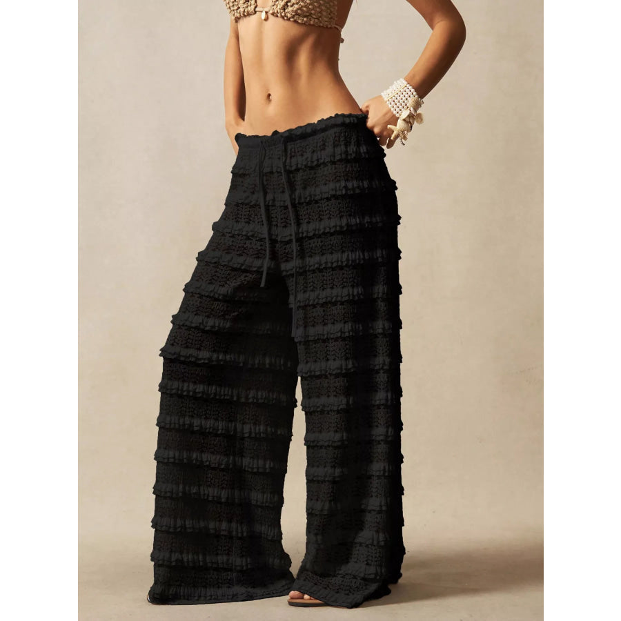 Lace Drawstring Wide-Leg Pants Apparel and Accessories