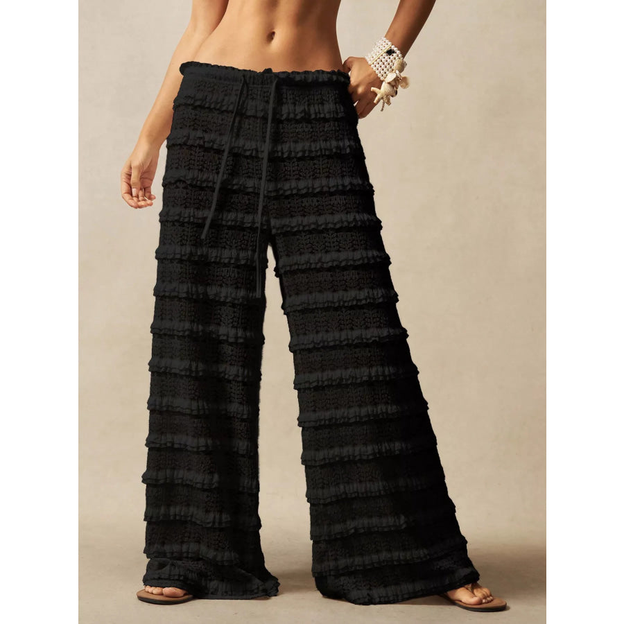 Lace Drawstring Wide-Leg Pants Apparel and Accessories