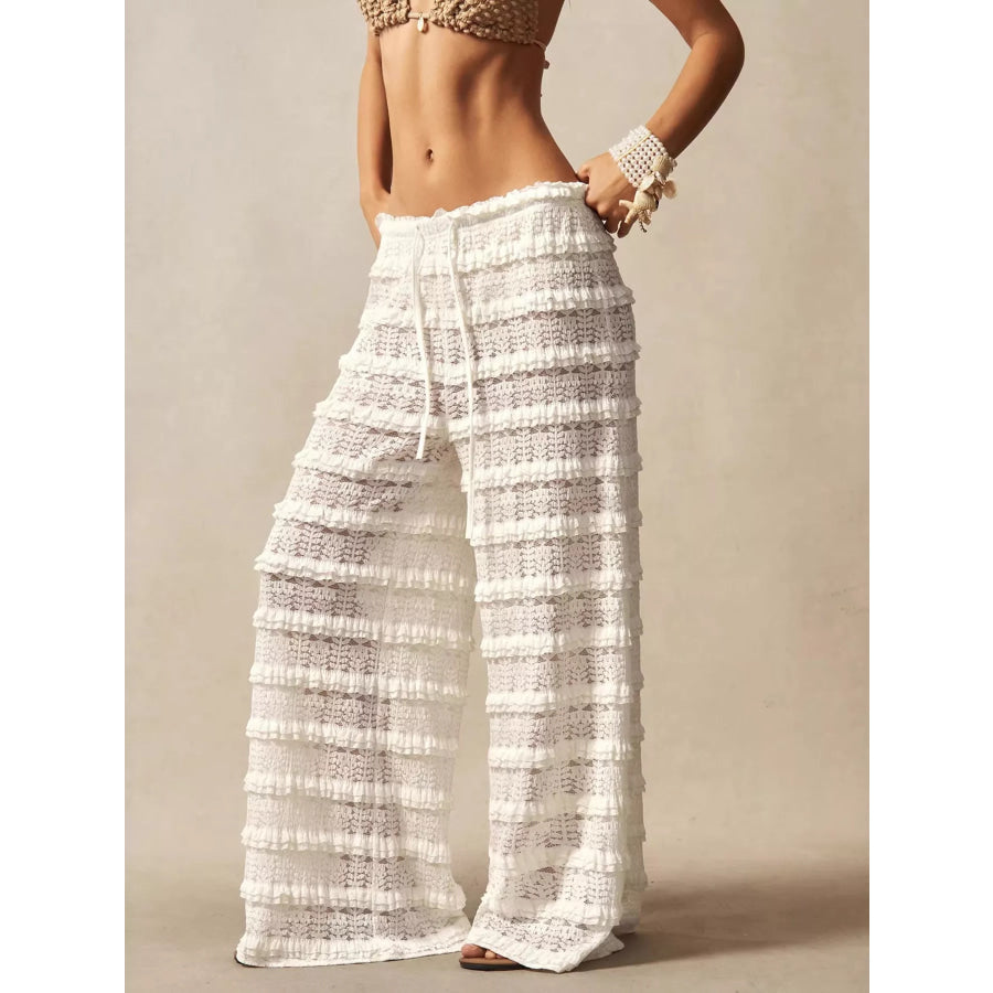 Lace Drawstring Wide-Leg Pants Apparel and Accessories