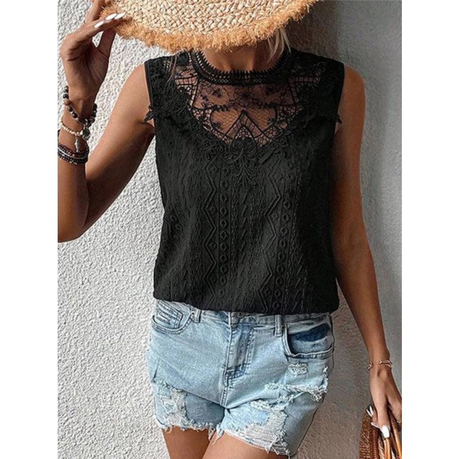 Lace Eyelet Sleeveless Top Apparel and Accessories