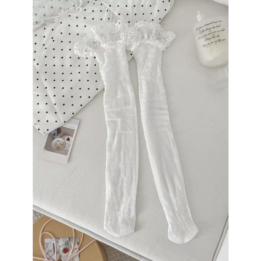 Lace Fishnet Knee-High Socks Apparel and Accessories