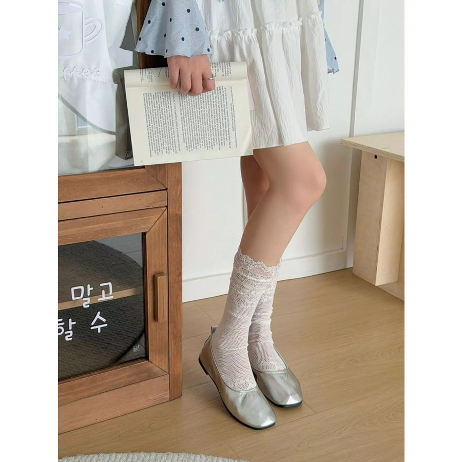 Lace Fishnet Knee-High Socks Apparel and Accessories