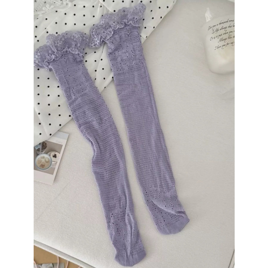 Lace Fishnet Knee-High Socks Apparel and Accessories