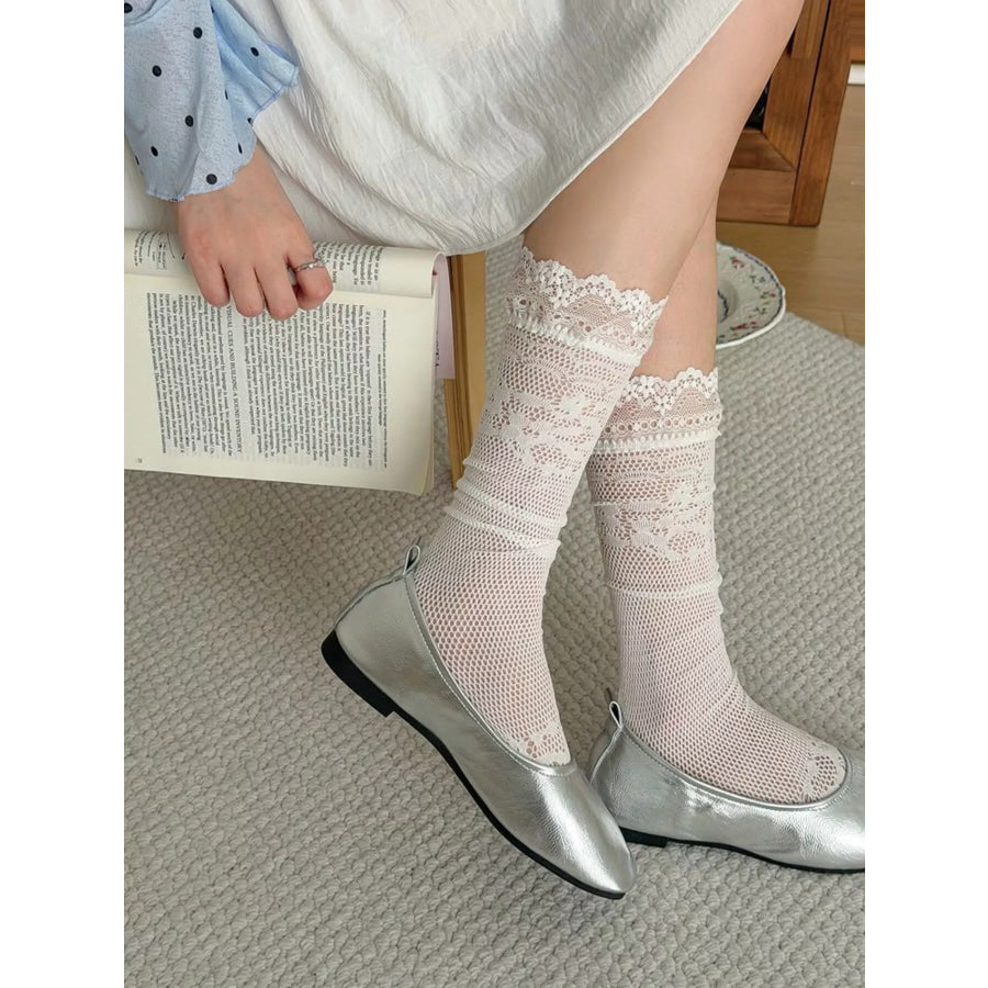 Lace Fishnet Knee-High Socks Apparel and Accessories