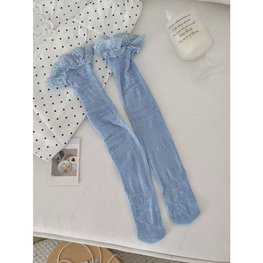 Lace Fishnet Knee-High Socks Apparel and Accessories
