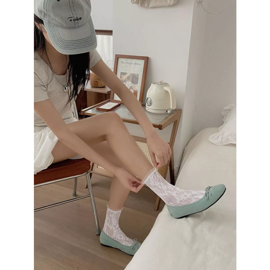 Lace Fishnet Mid-Calf Socks Apparel and Accessories
