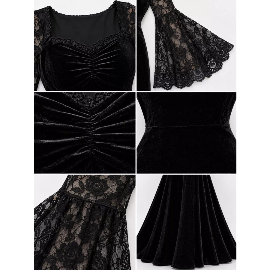 Lace Flare Sleeve Maxi Dress Apparel and Accessories