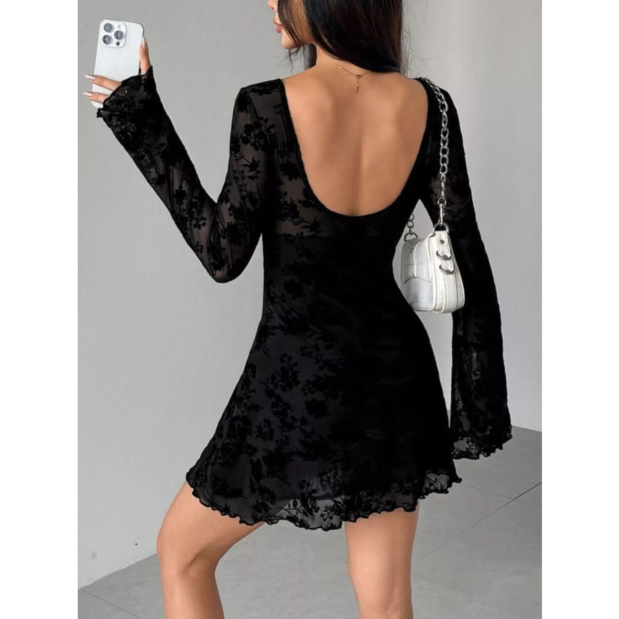 Lace Flare Sleeve Mini Dress Apparel and Accessories